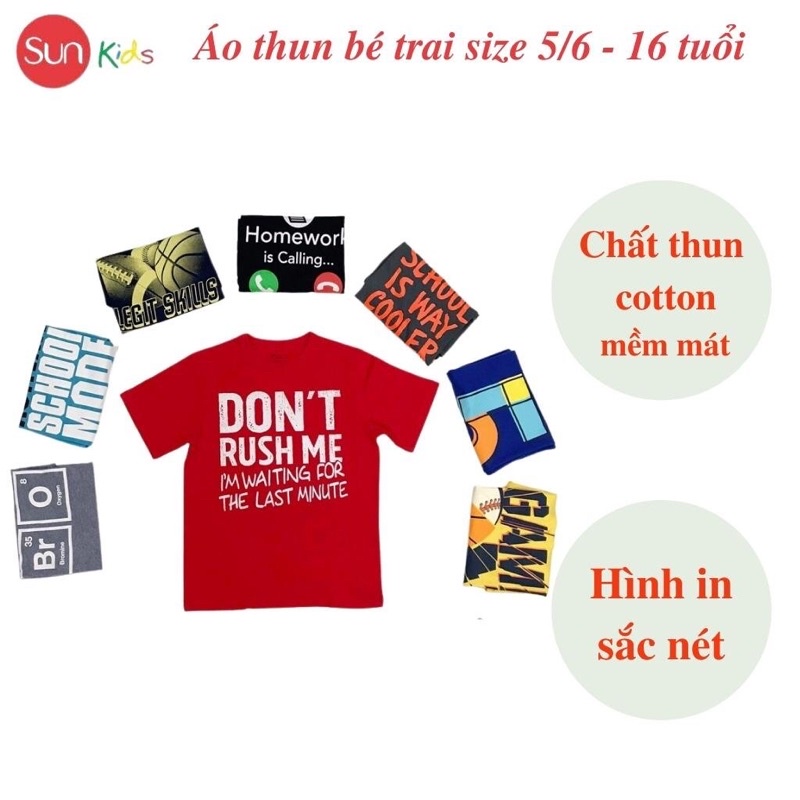 Áo thun bé trai xuất xịn, áo phông cho bé trai, mềm mát, size 5,6-16 tuổi, - SUNKIDS1