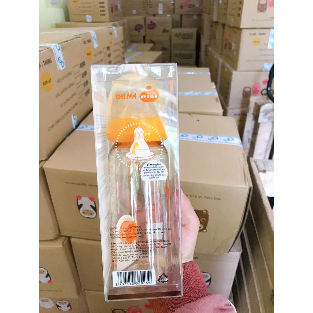 Bình Sữa WESSER PPSU Cổ Hẹp 240ml BPA FREE ( MẪU MỚI NHẤT 2020 )