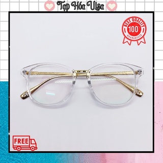 Gọng kính tròn giả cận thời trang nam nữ, kính trong suốt gọng kim loại cao cấp 2021