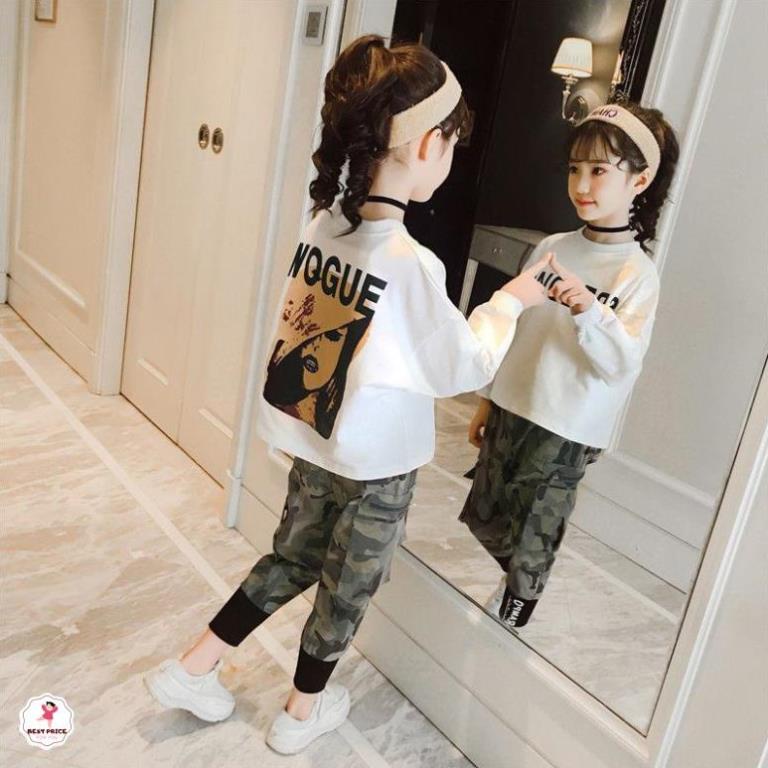 Bộ đồ quần áo ấm bé gái 10 tuổi (3 - 12 tuổi)️ thời trang dài tay thu đông bé, size đại 20-25-30-35-40-45kg