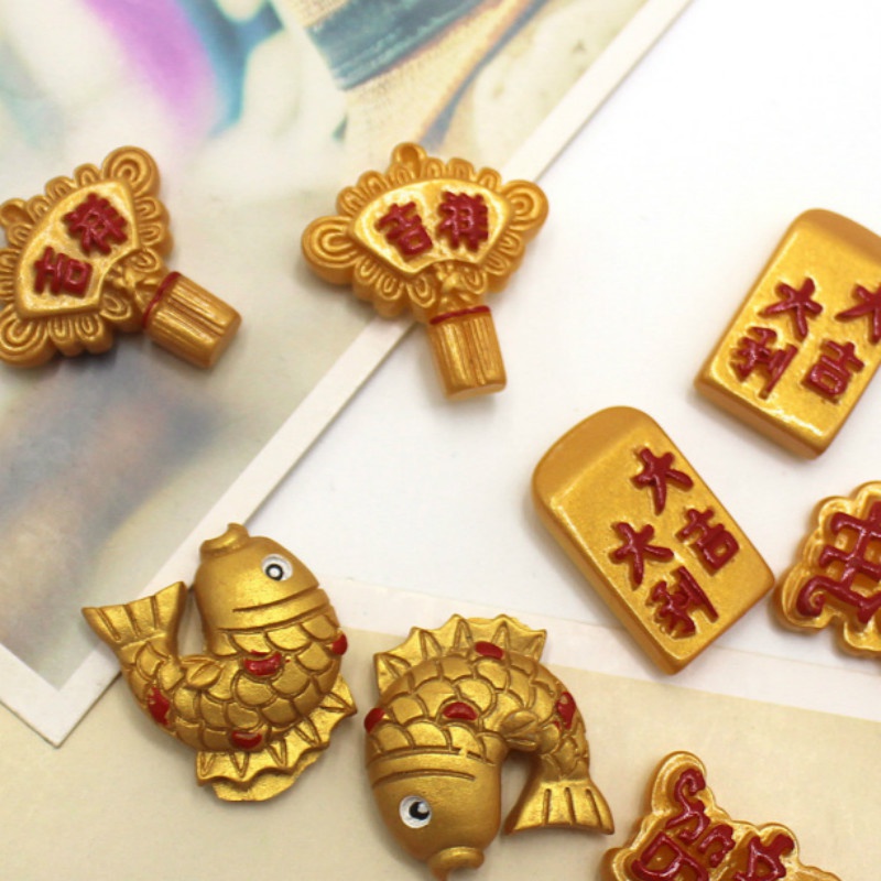 Set 10 Nam Châm Hít Tủ Lạnh Trang Trí Năm Mới Phong Cách Trung Hoa