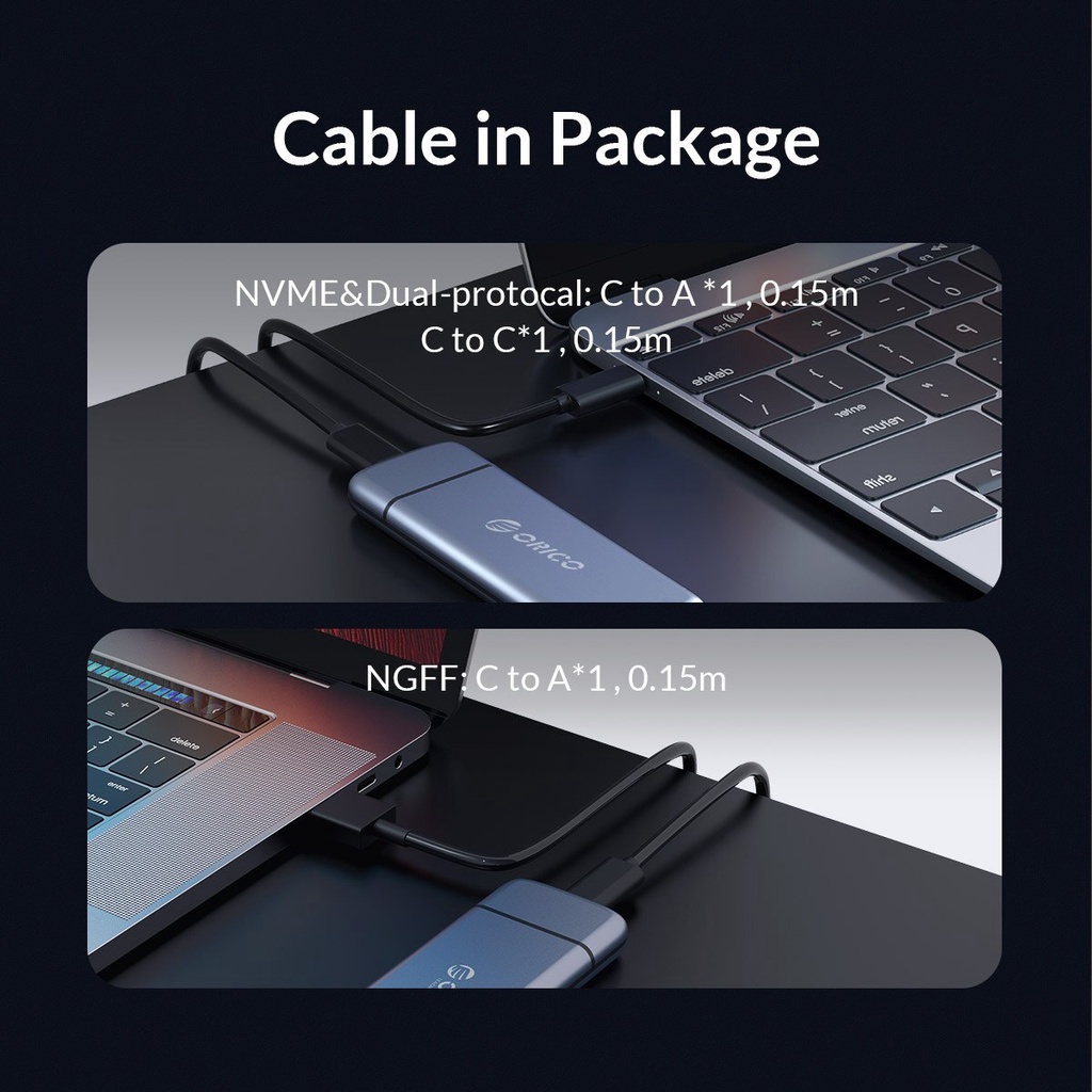 Vỏ ổ cứng SATA SSD PCIE NGFF M/B Orico M2 NVME M.2 điều hợp USB loại C 3.1 trong suốt | BigBuy360 - bigbuy360.vn