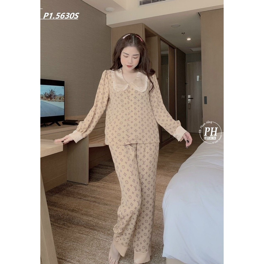 Bộ Pijama nữ dài tay hoạ tiết nhiều màu