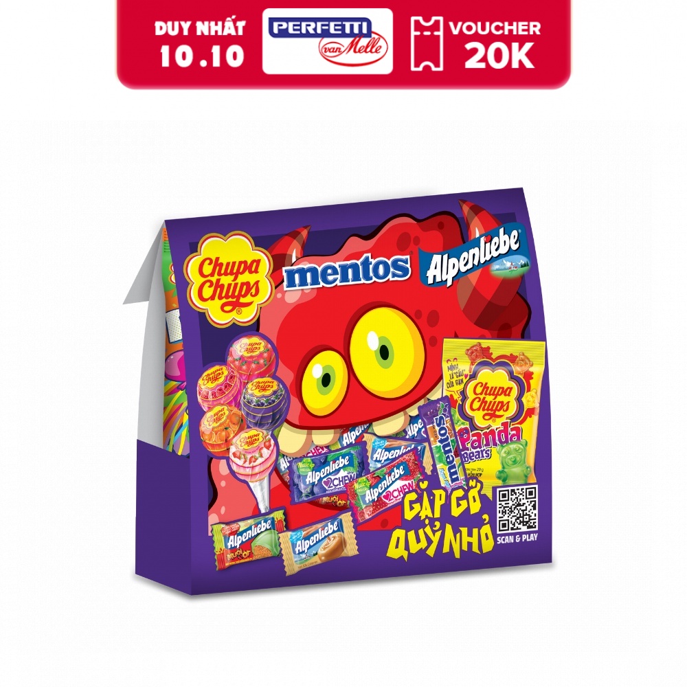 Hỗn hợp kẹo cực vui - Phiên bản Halloween 16 Gói x 280g (Chupa Chups, Alpenliebe, Mentos)