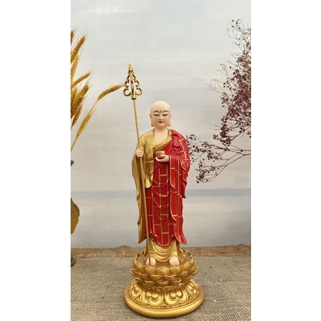 Tượng Địa Tạng Vương Bồ Tát 38cm/ Mục kiền liên 35cm