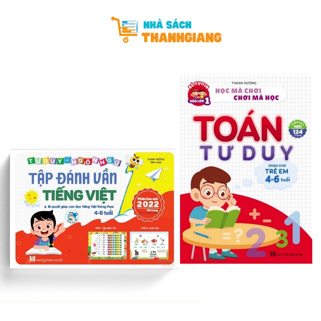Sách - Tập đánh vần tiếng việt, Toán tư duy cho trẻ 4-6 tuổi (Combo 2 cuốn)