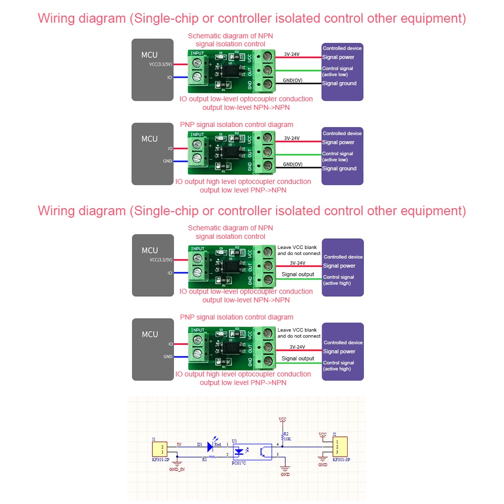 Mô đun pcbfun cách ly quang 3V-5/12/24V 1 kênh