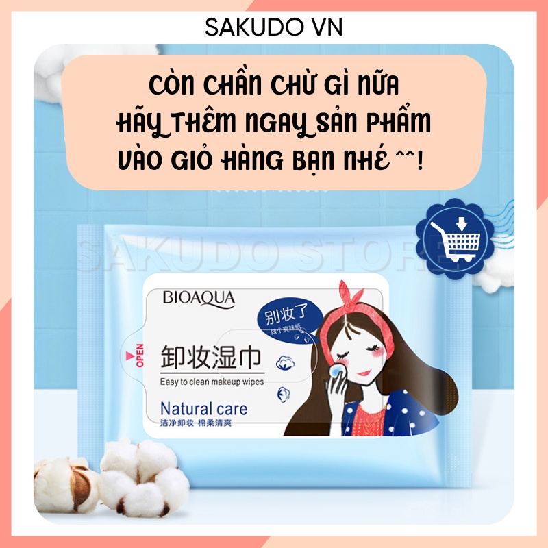 Khăn giấy tẩy trang Bioaqua tiện lợi, Khăn tẩy trang tiện lợi nhỏ gọn 25 tờ SKD005