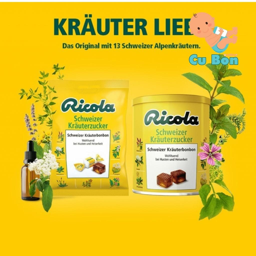 Viên Kẹo ngậm ho Ricola thảo dược giúp ngăn ngừa ho và làm dịu cơn đau khàn giọng của Đức hộp 250g