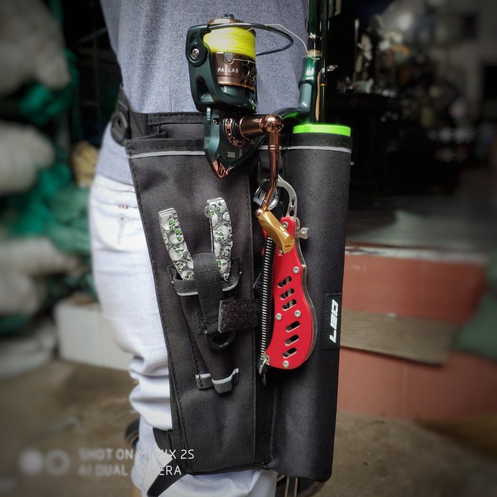 Cần câu cá ❤️FREE SHIP❤️ PK12 - Túi đựng đồ câu đeo hông gồm 1 ống để cần 1 ngăn đựng hộp mồi 1 ngăn để kìm 1 lỗ treo mó