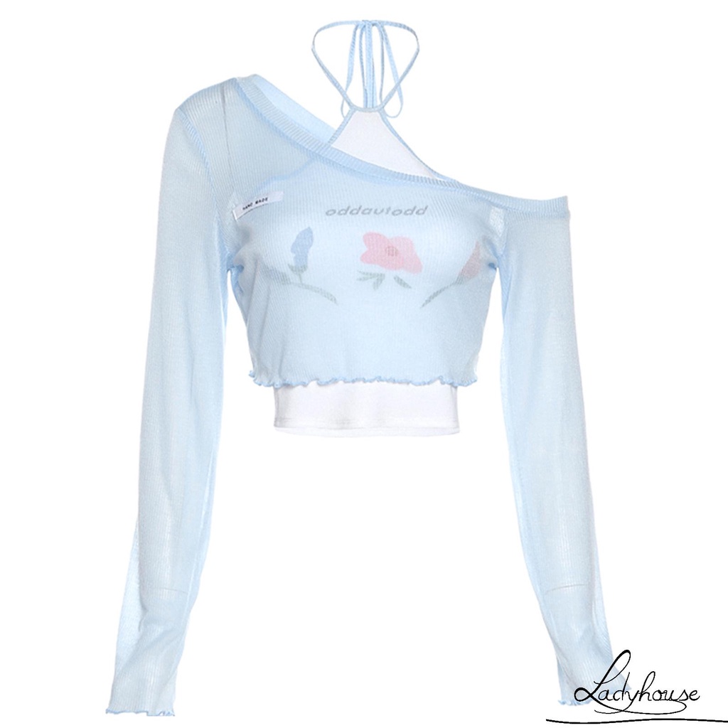 Set áo hai dây xẻ tà + áo tay dài dáng ngắn in họa tiết hoa thời trang mùa thu cho nữ