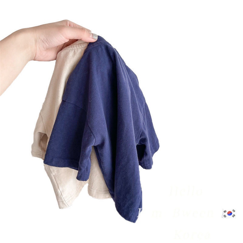 MNGRL Áo Thun Tay Ngắn Cotton In Hoạt Hình Cổ Tròn Hàn Quốc Mùa Hè Cho Bé Trai Bé Gái