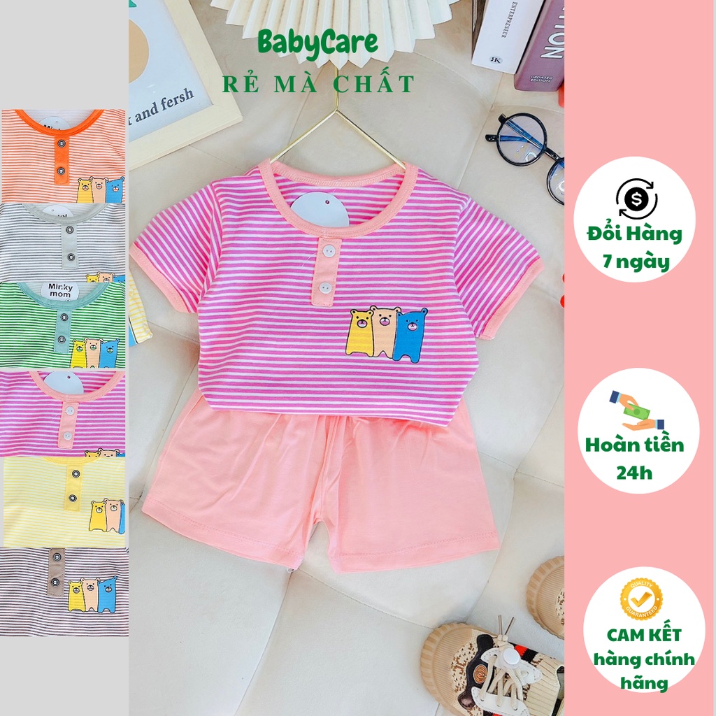 Đồ Bộ Bé Gái, Bé Trai Minky Mom Vải Thun Lạnh Kẻ Sọc Ngang, Bộ Quần Áo Cộc Tay Cho Bé Mặc Hè Thoáng Mát