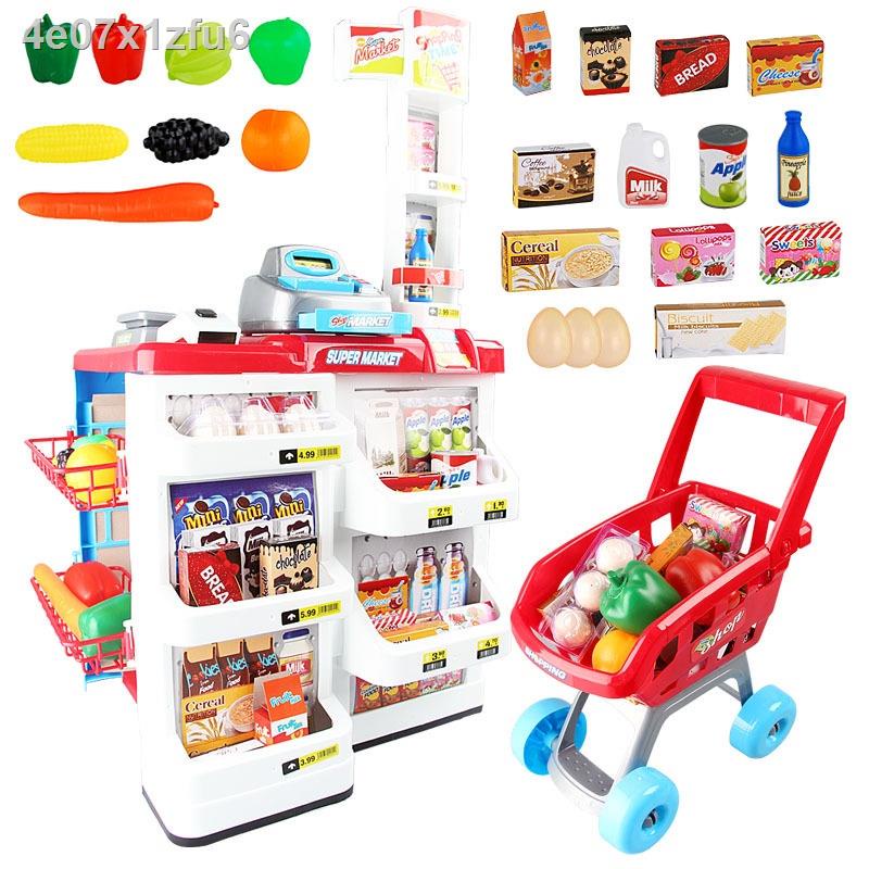 ❉Play House đồ chơi trẻ em siêu thị máy tính tiền xe đẩy hàng nhà bếp nấu ăn cô gái