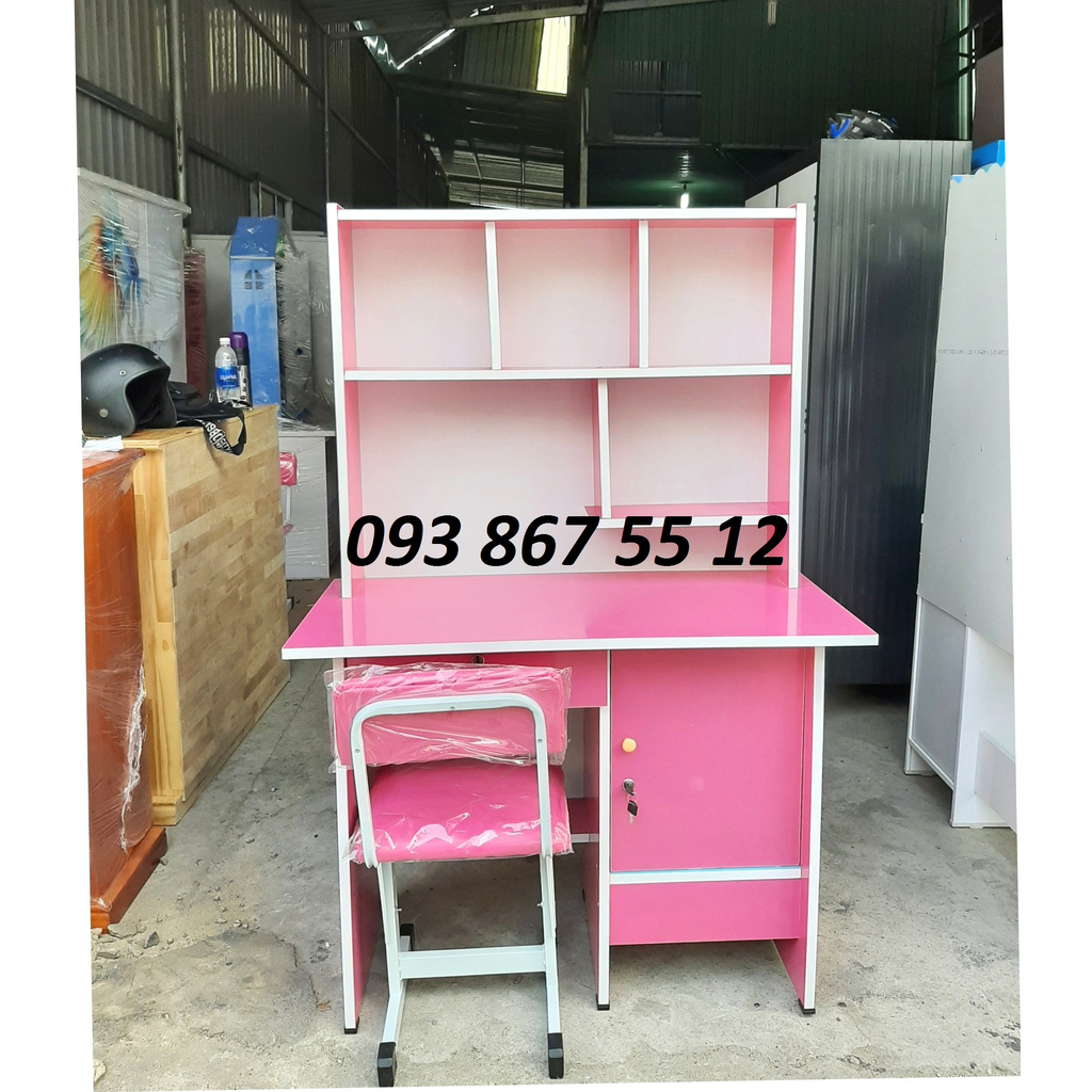Bàn học cho bé - bàn học sinh có kệ sách tặng hình dán ngộ nghĩnh