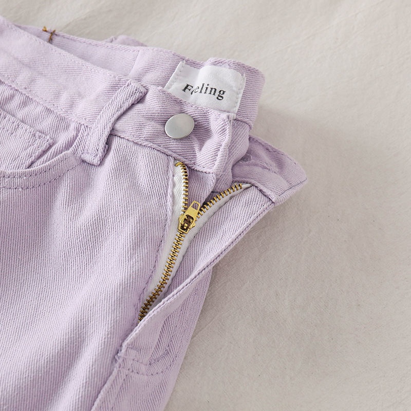 Purple High Waisted Wide-Length Jeans Autumn/Winter New Arrivals For Women