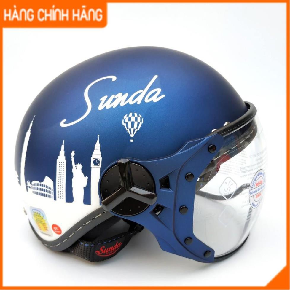 Mũ bảo hiểm nửa đầu có kính Sunda 180B tem (nhiều màu)