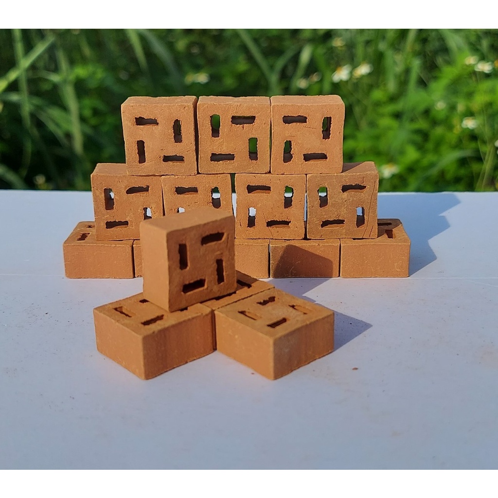 10 Viên - BÔNG GIÓ Mini 20x20x10mm, Gạch Đất Sét Nung Mô Hình, Tiểu Cảnh.