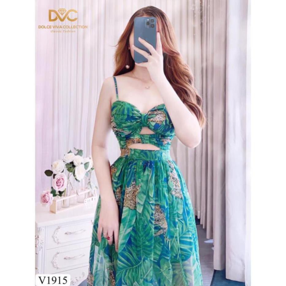 váy maxi hai dây xẻ tà họa tiết V1915 - Đẹp Shop DVC