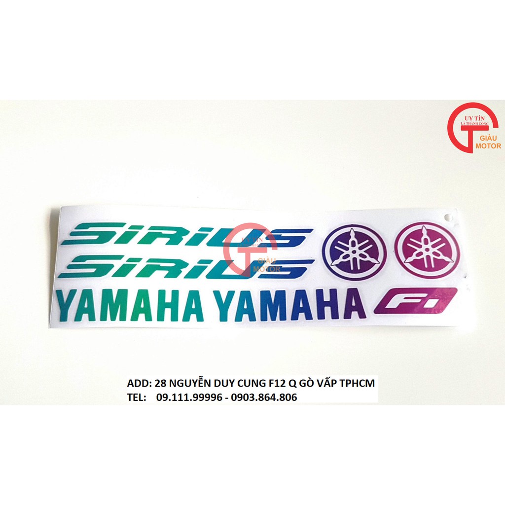 [GIÁ SỐC] TẤM TEM CHỮ VÀ LOGO PHẢN QUANG DÁN TRANG TRÍ XE SIRIUS YAMAHA ,TINH SẢO