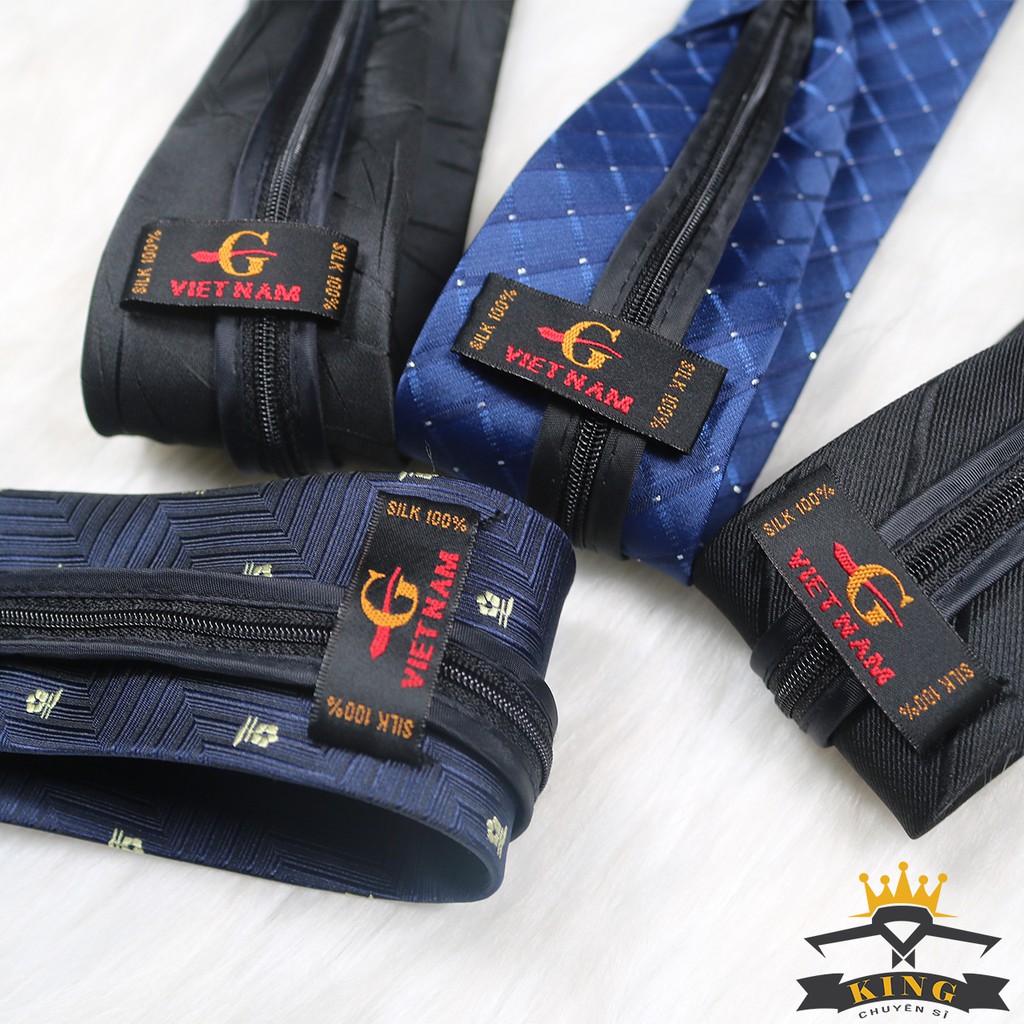Cà vạt nam KING cho chú rể và công sở cavat họa tiết vải lụa mịn hàn quốc cao cấp thắt sẵn 8cm giá rẻ C0020
