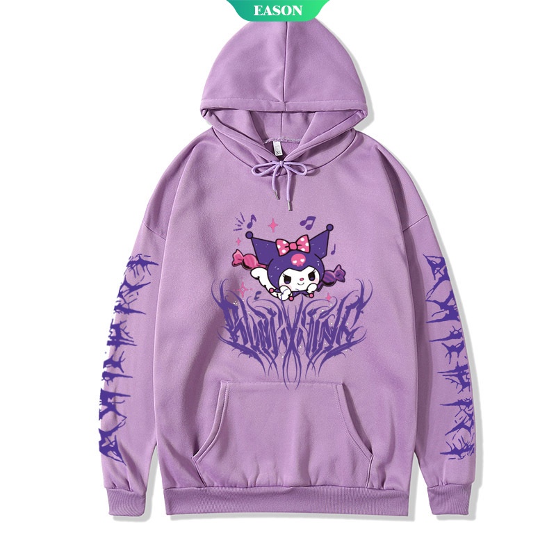 Áo hoodie In Hình Anime Sanrios Anime Kawaiiins Kuromi Mới Phong Cách Đường Phố Châu Âu Cho Nam Và Nữ