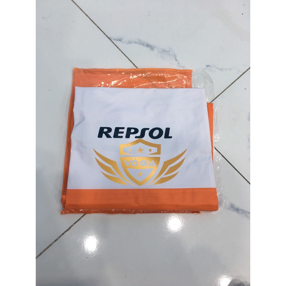 Áo mưa cánh dơi chất liệu nhựa in chữ Repsol đảng cấp