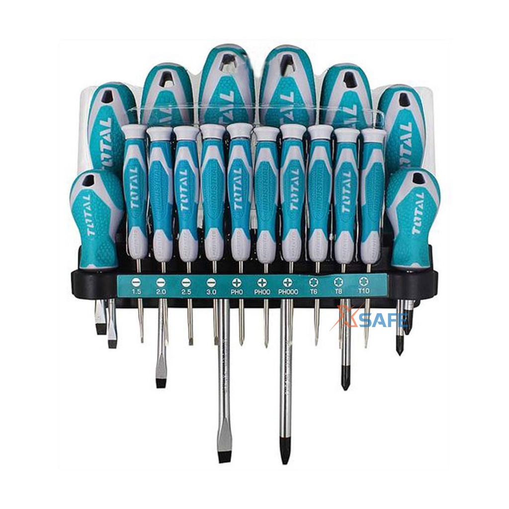 Bộ tua vít đa năng 18 món TOTAL THT250618 đuôi tròn Bộ tuốc nơ vít CR-V không mài mòn, gỉ sét, nhỏ gọn