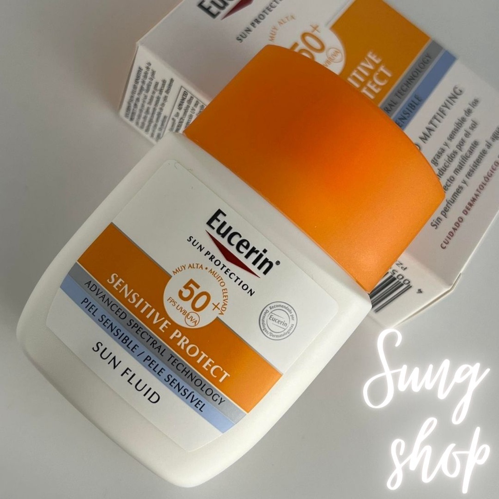 Kem chống nắng Eucerin Sun Fluid Mattifying Face SPF50+ 50ml không gây nhờn rít cho da dầu và hỗn hợp