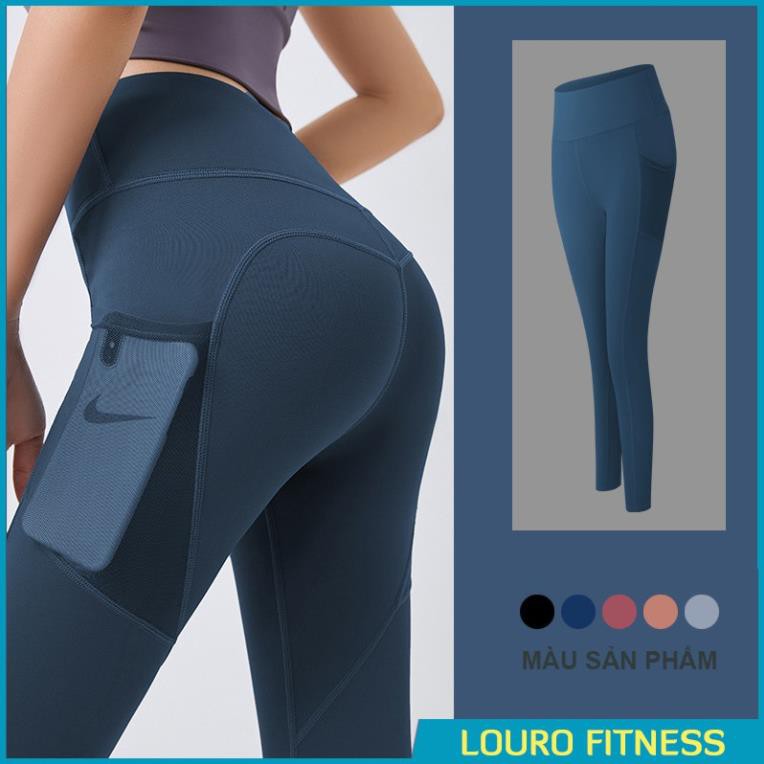 Quần tập Gym, Yoga nữ dài có túi, kiểu quần tập legging nâng mông, cạp cao co giãn 4 chiều, thoáng mát -  QF12 *