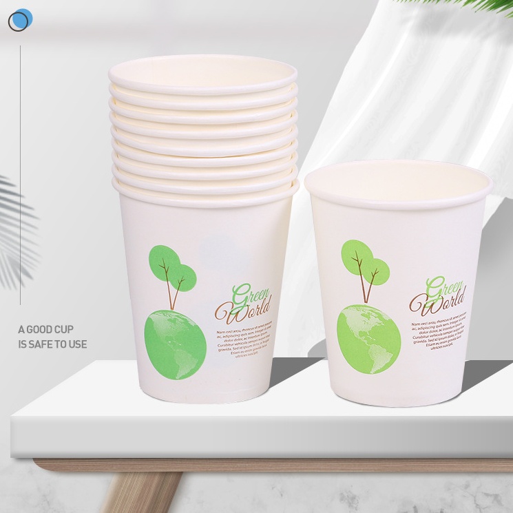 Túi 50 chiếc cốc giấy dùng 1 lần dung tích 250ml, ly giấy uống nước, trà, cà phê in hình tiện dụng