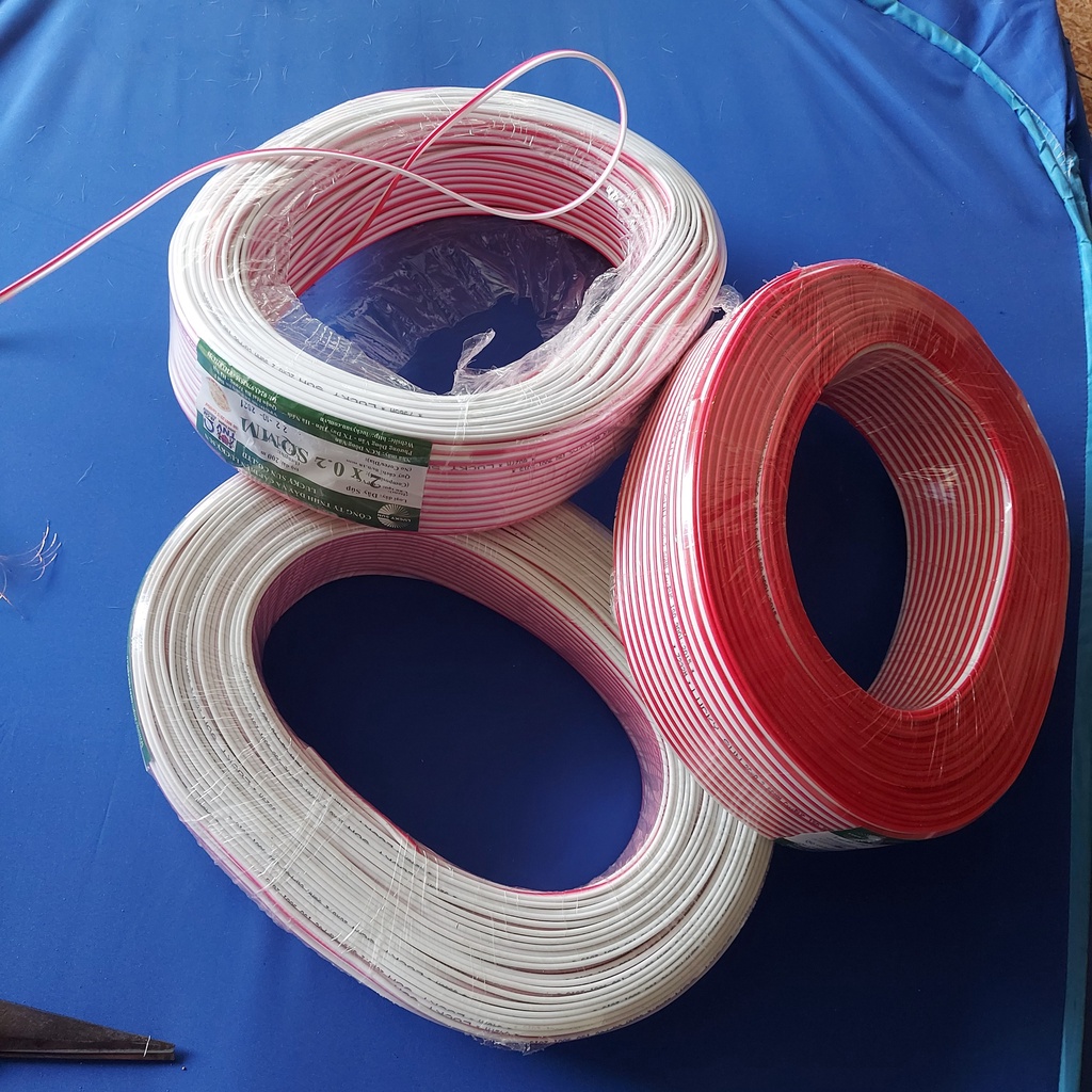Dây điện đôi màu trắng đỏ lõi đồng mềm và chịu nhiệt