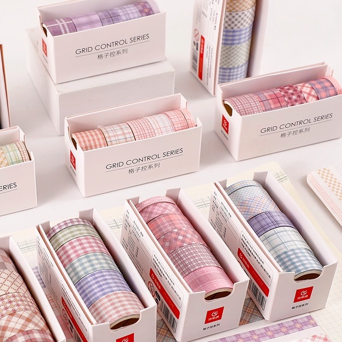 Bộ 6 washi tape nhiều cỡ WA05 tập băng dính washi trang trí sổ tay, take note
