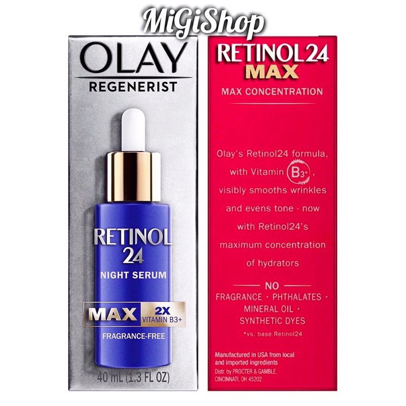 [Hàng Mỹ] Tinh Chất Dưỡng Da Ban Đêm Olay Retinol 24 Max Night Serum 40ml