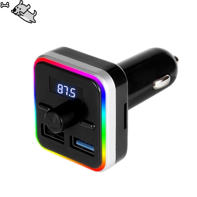 COD Bluetooth 5.0 FM Transmitter Hands-free Car Mp3 Player Fm Modulator Dual Usb Charger RGB Lights