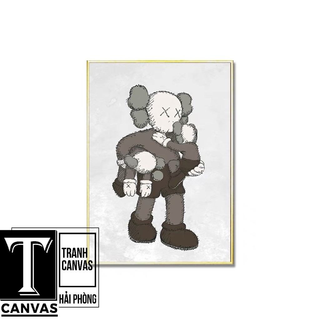 Tranh Canvas tràn viền treo tường phòng khách, tranh hiện đại nghệ thuật, tranh Kaws Toy MÃ KAWS01-09