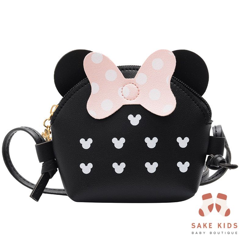 Túi đeo chéo Nơ Mickey chất da mềm nhiều màu đáng yêu cho bé gái kiểu dáng Hàn Quốc mẫu mới nhất TMIC