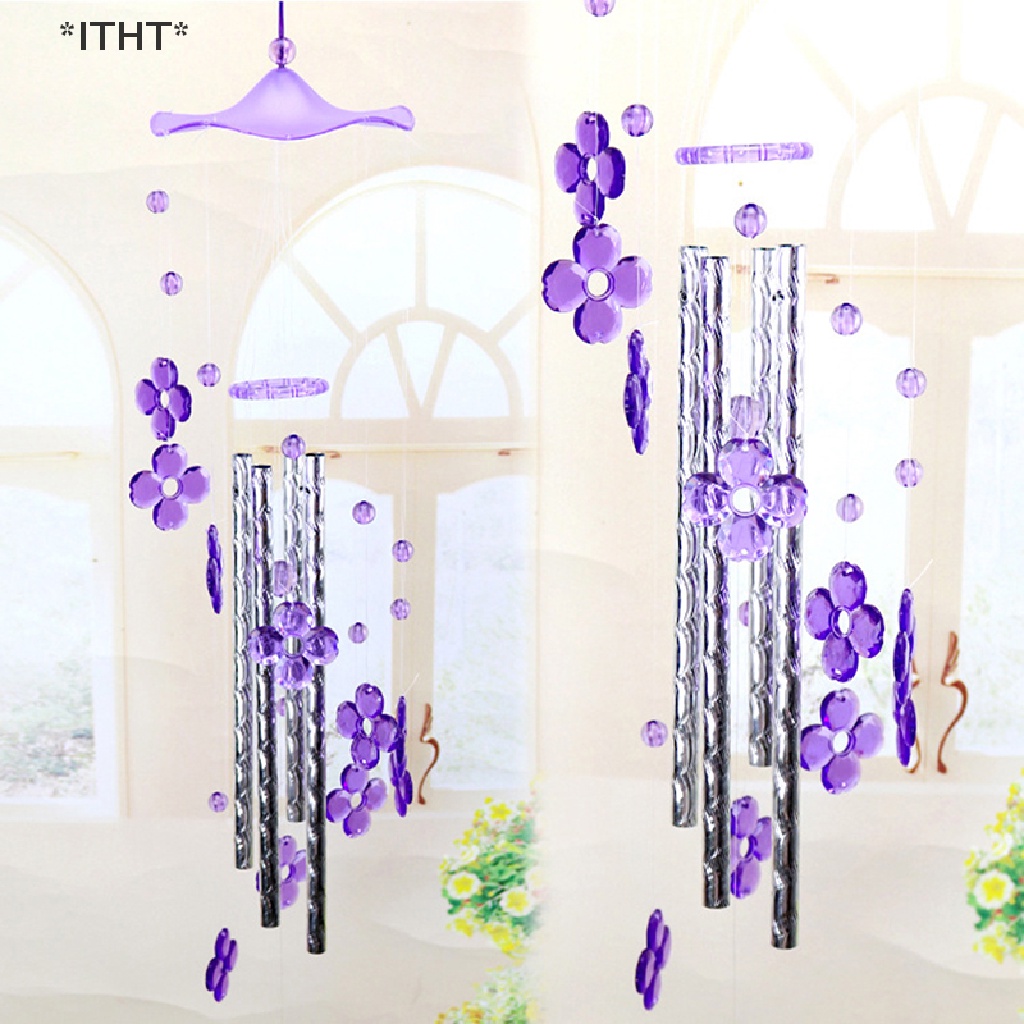 Chuông Gió Nhựa 4 Ống Kim Loại Hình Trái Tim Sáng Tạo Trang Trí Vườn Nhà