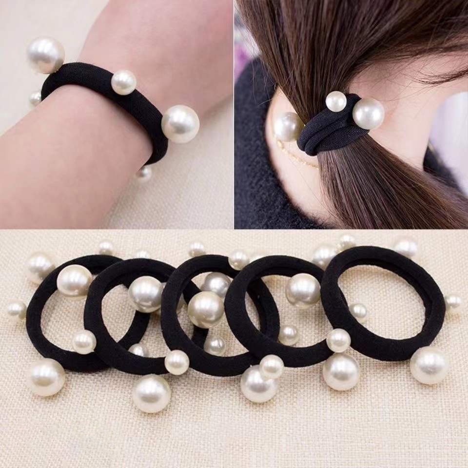 1 Dây Cột Tóc Co Giãn Đính Ngọc Trai Thời Trang