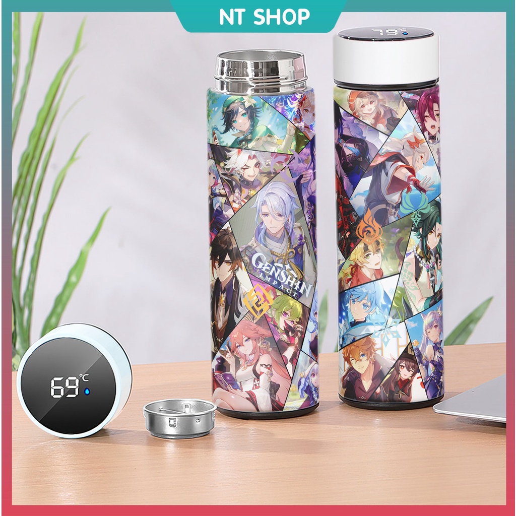 Bình Giữ Nhiệt Genshin Impact Lõi INOX (có đèn báo nhiệt độ)