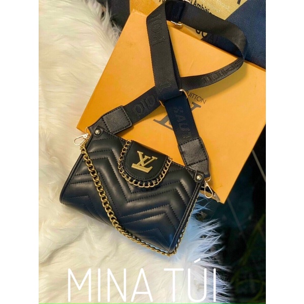 Túi louis vuitton đen  ❤️free ship❤️  túi Lv đen đeo vai đeo chéo hàng quảng châu khoá đồng cao cấp