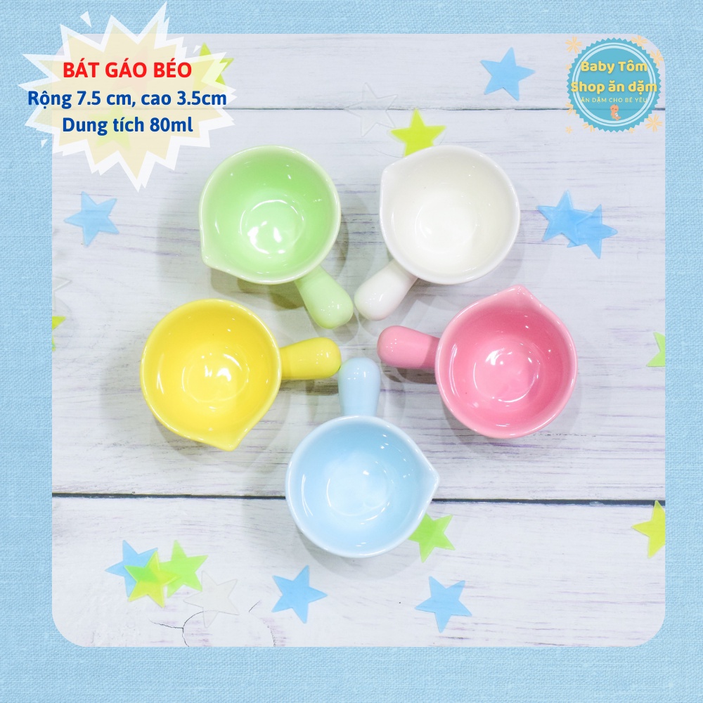 Bát ăn dặm gốm sứ hình gáo béo,dung tích 70ml NPP Baby Tôm