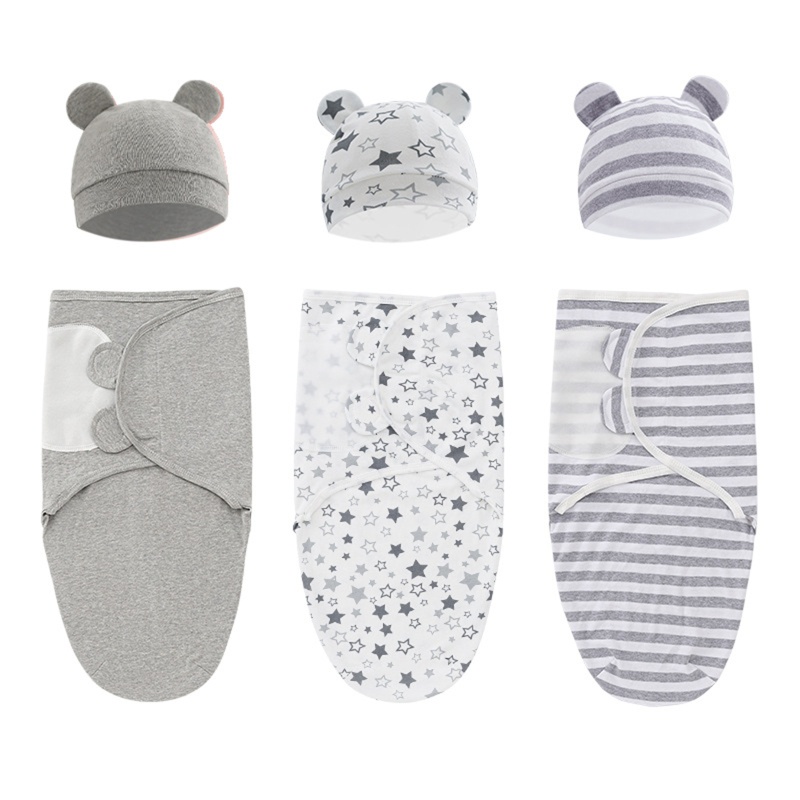Bộ Túi Ngủ + Nón + Chăn Quấn Bằng Cotton Dùng Làm Đạo Cụ Chụp Ảnh Cho Bé Sơ Sinh
