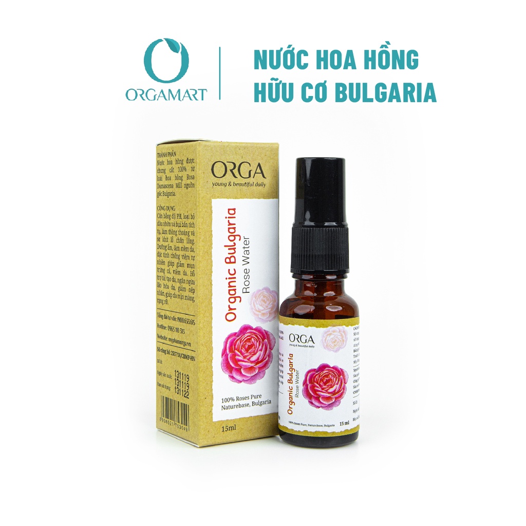 Nước Hoa Hồng Le'Orga - Toner Organic Bulgaria Cân Bằng Da Se Khít Lỗ Chân Lông 15ml