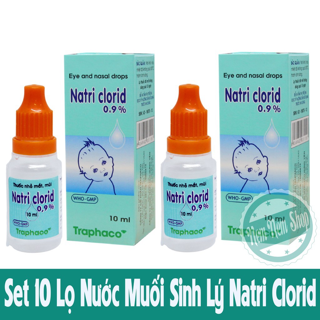 COMBO 10 LỌ Nước muối sinh lý nhỏ mắt mũi Nacl 0.9% HCM và TPC an toàn cho trẻ sơ sinh và trẻ nhỏ - nước muối sài gòn