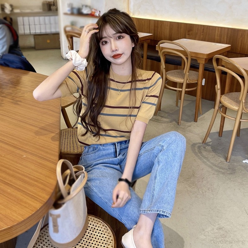 Áo Thun Ngắn Tay Thời Trang Mùa Hè Hàn Quốc Cho Nữ