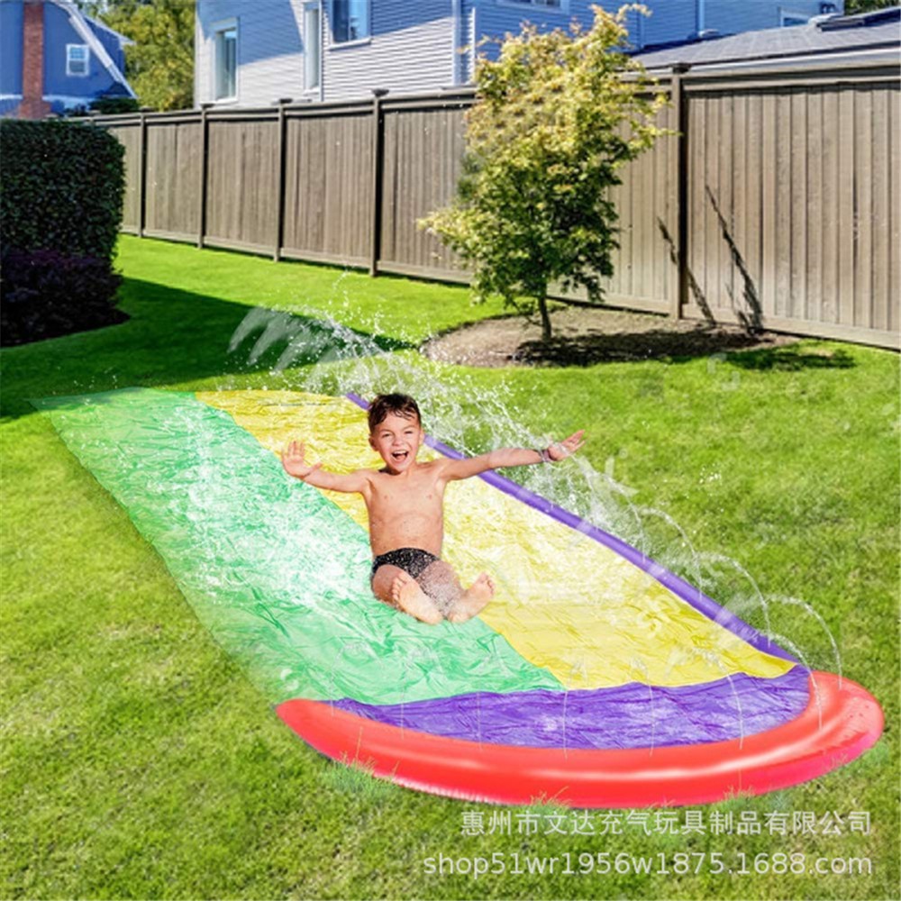 Cầu trượt nước phẳng hai đường cho bé vui chơi ngoài vườn vào mùa hè