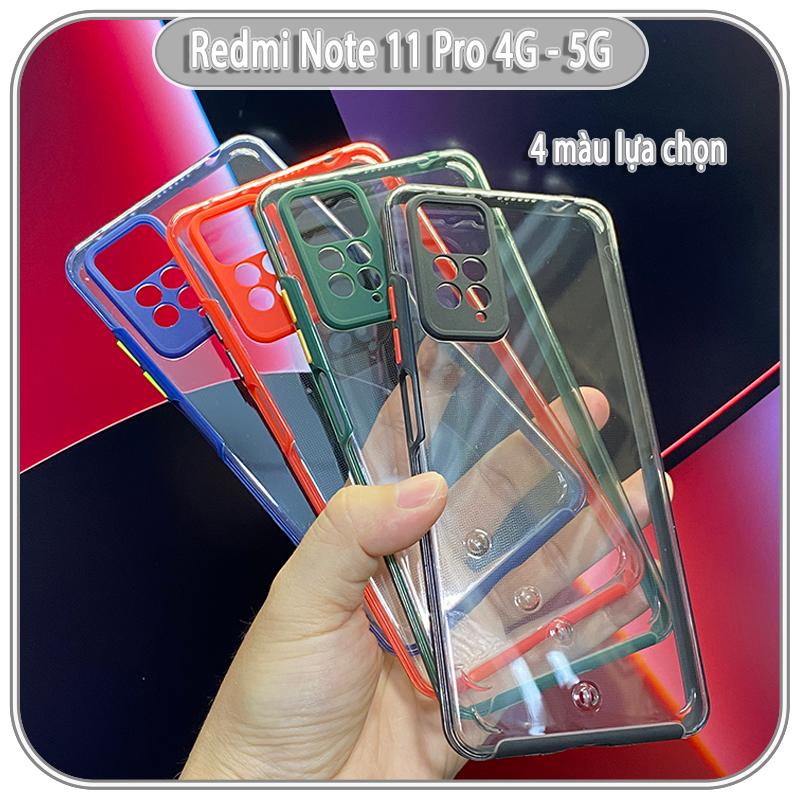Ốp Lưng cho Xiaomi Redmi Note 11 Pro 4G - 5G, Redmi Note 12 Pro 4G PC Trong Suốt Viền Màu Mỏng ,Che Camera