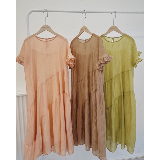 Đầm Dập Ly Vải Tơ Nhẹ Mát Phom Suông Rộng Thiết kế 3 Tầng Xéo Nhau Cực Xinh