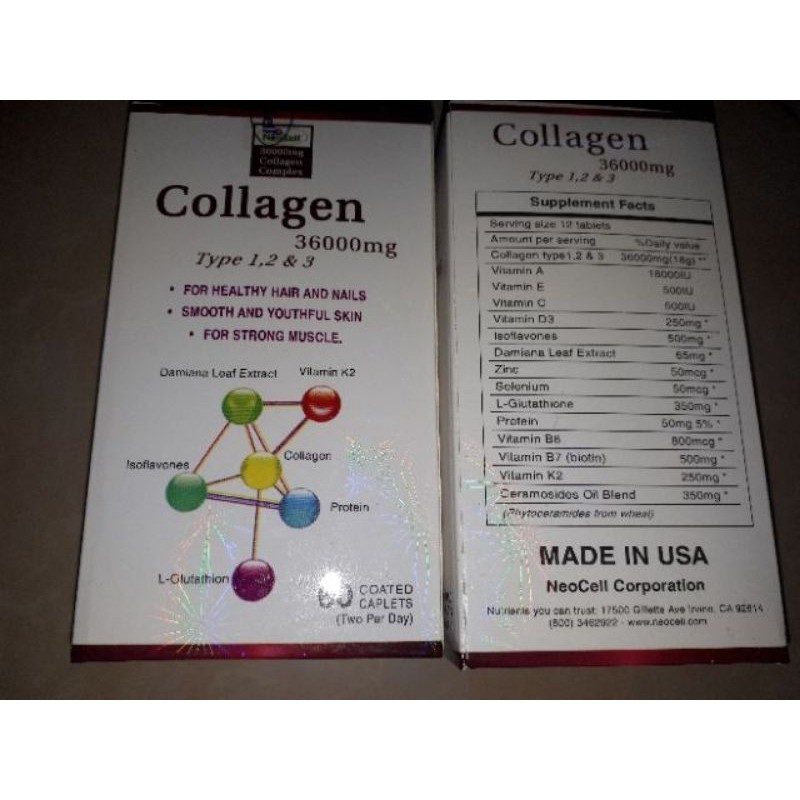 VIÊN UỐNG COLLAGEN 36000mg TYPE 1,2.3 HỖ TRỢ DA,LÀM ĐẸP DA(60 viên)